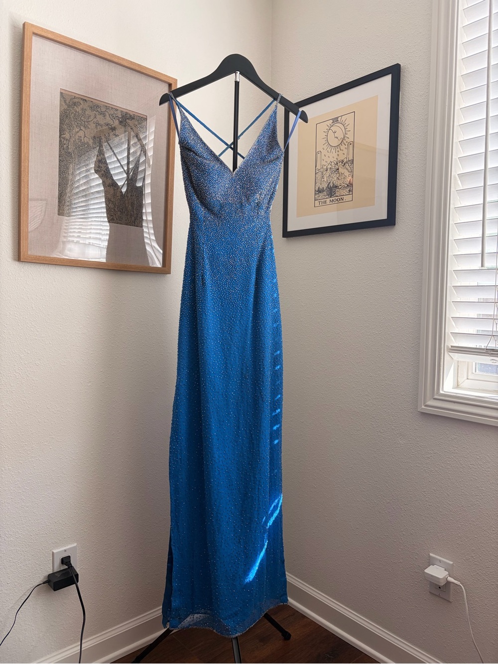 Scala 100% Silk Beaded Gown with Strappy Back